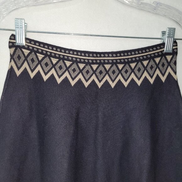 Sioni Skirt Womens S Black Tan Diamond Knit Circle Skater Sweater Knit Short - Picture 2 of 10